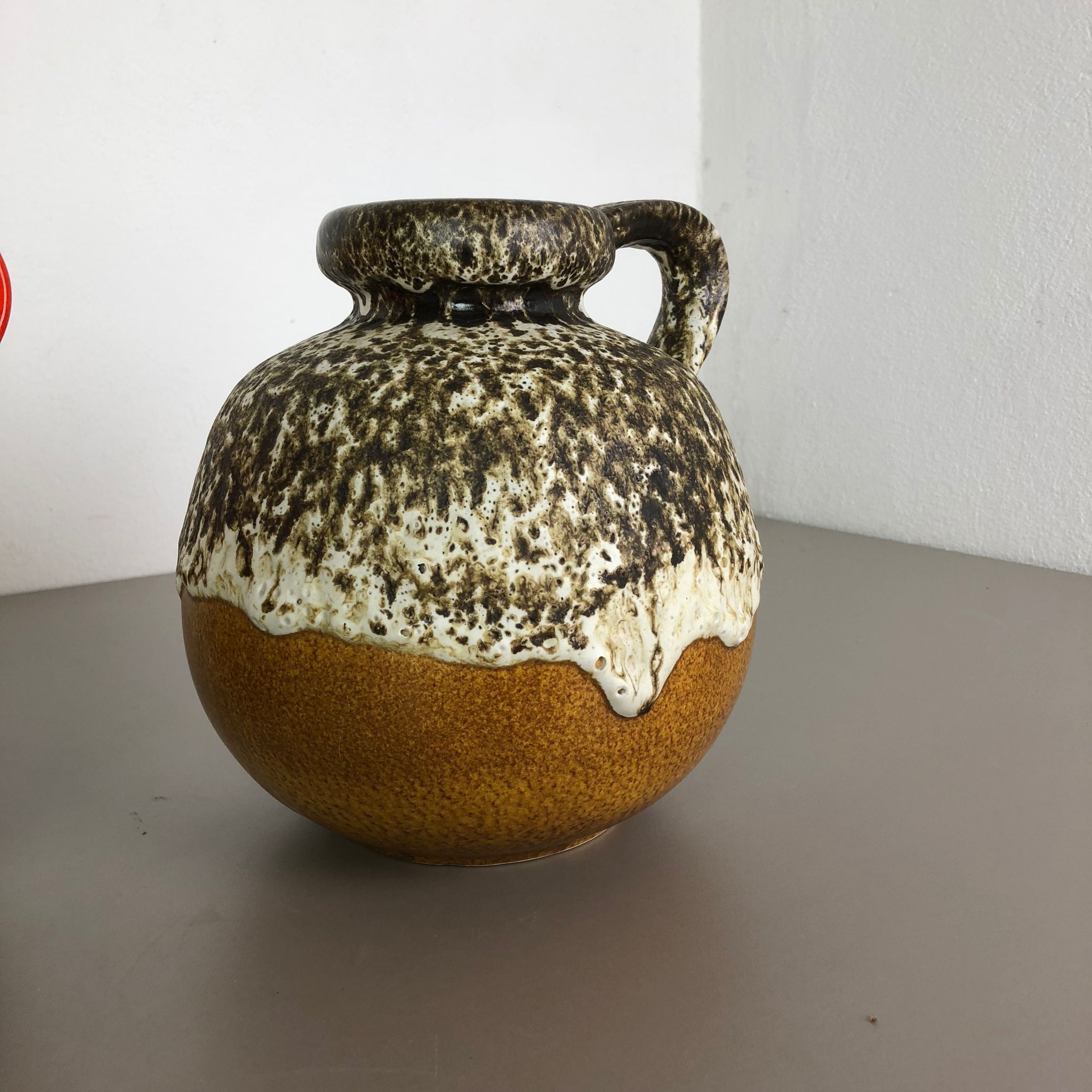 Set of Two Pottery Fat Lava Vases Model "484-21" Made by Scheurich Germany 1970s