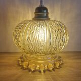 Textured amber pendant or portable lamp with pearl base