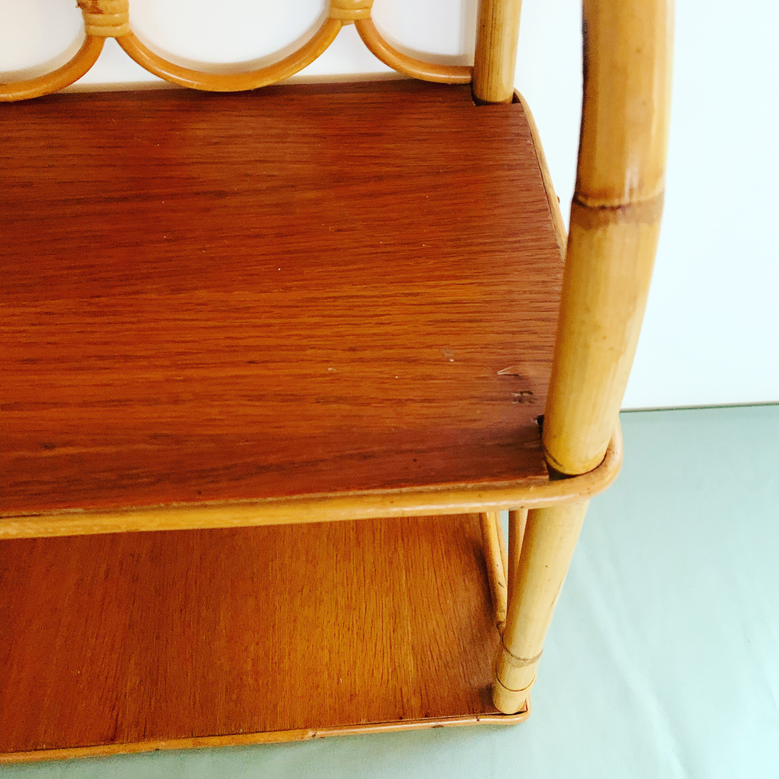 Double rattan wall shelf