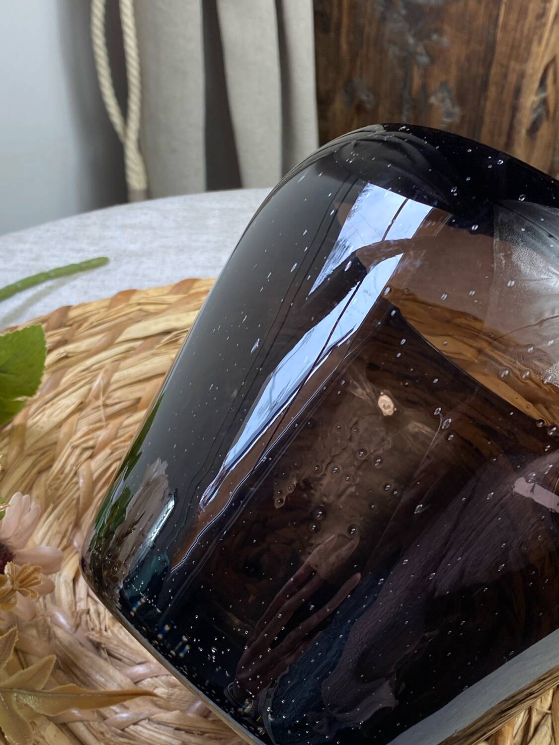Blown bubble glass vase