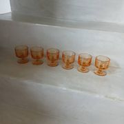 6 small vintage orange glasses