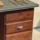 Modernist desk in wood and green moleskin upholstery