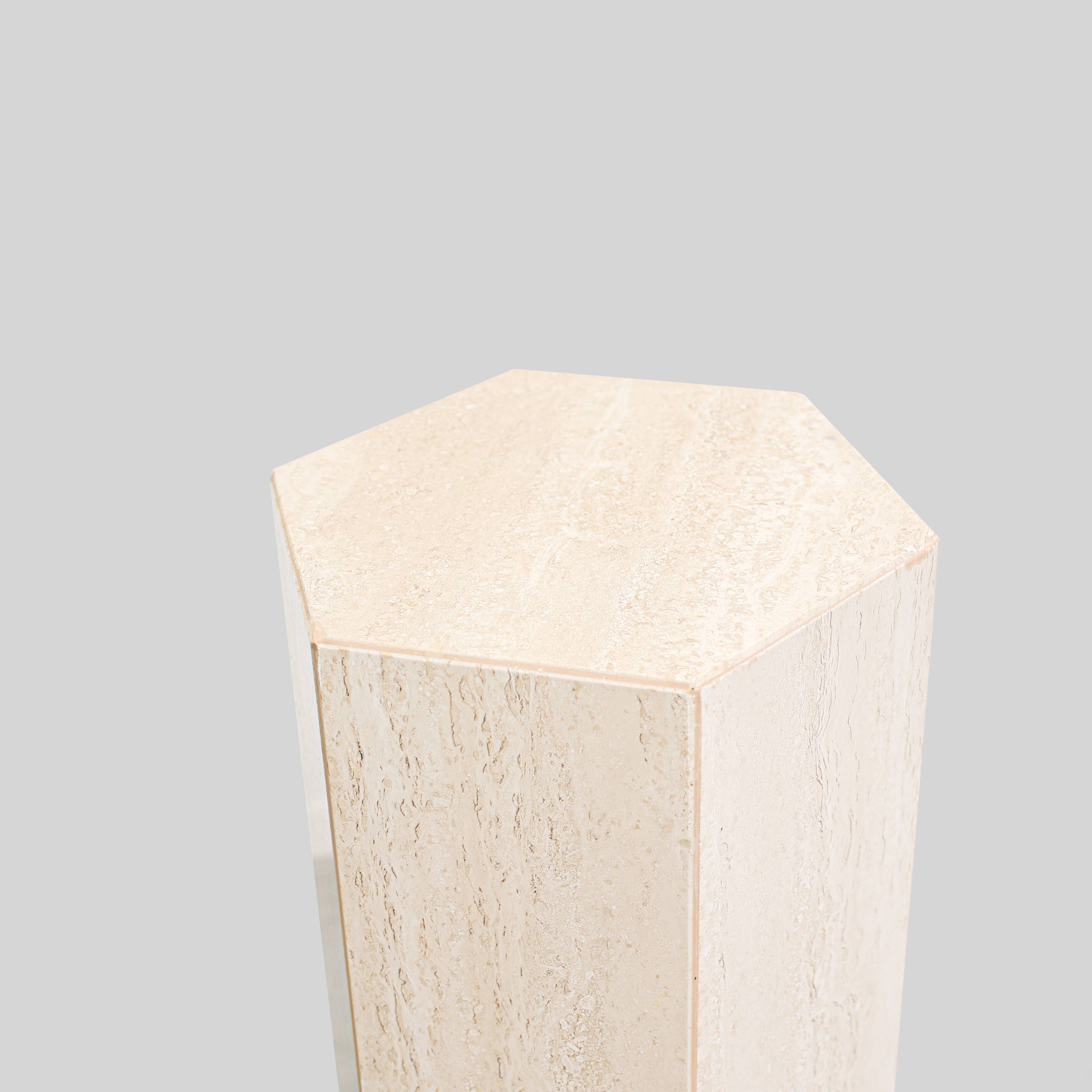 Vintage Travertine Pedestal, 1980s.