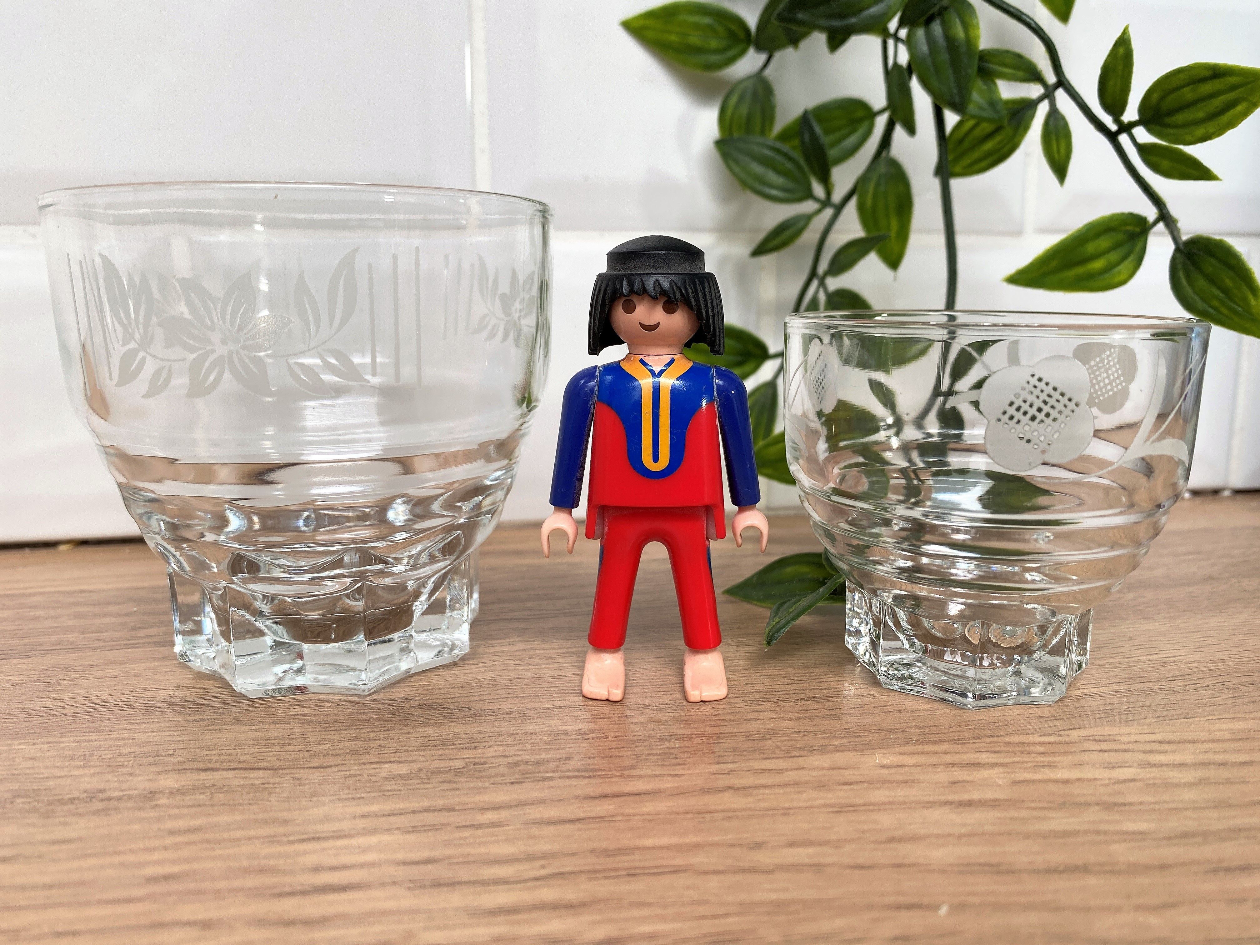 6 verres à eau vintage sérigraphiés