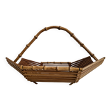 Vintage wooden and bamboo fruit basket