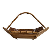 Vintage wooden and bamboo fruit basket