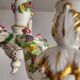 Handgeformt vergoldet vintage Porzellan Kronleuchter Capodimonte 1960er