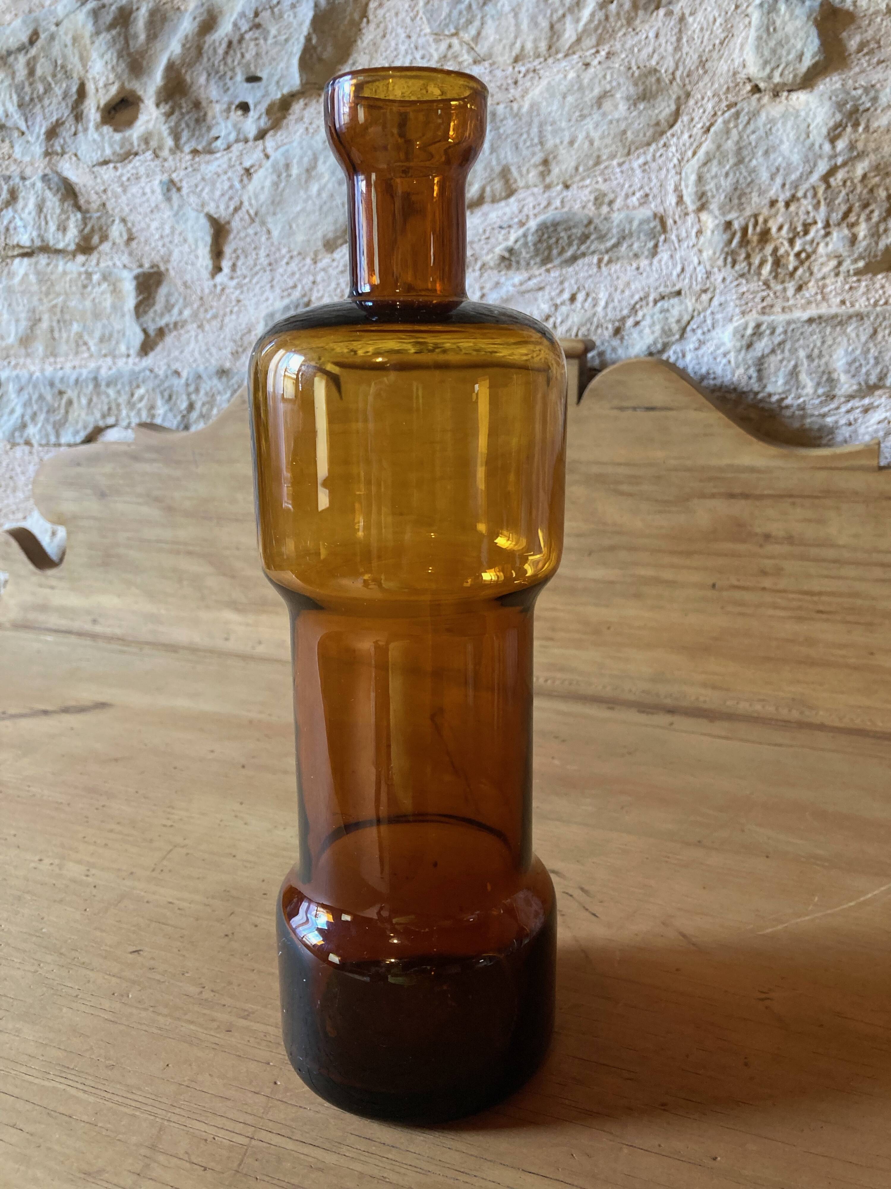 Amber glass soliflore bottle/vase, ca. 1970