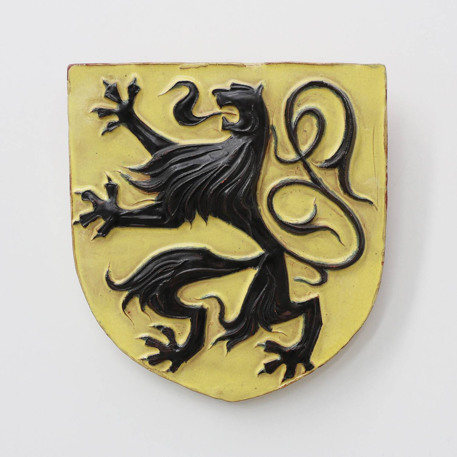 Wall Plaque with Flemish Lion by Vandeweghe for Amphora, Belgium, ca. 1950