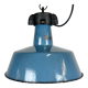 Industrial Blue Enamel Factory Lamp with Cast Iron Top, 1960s