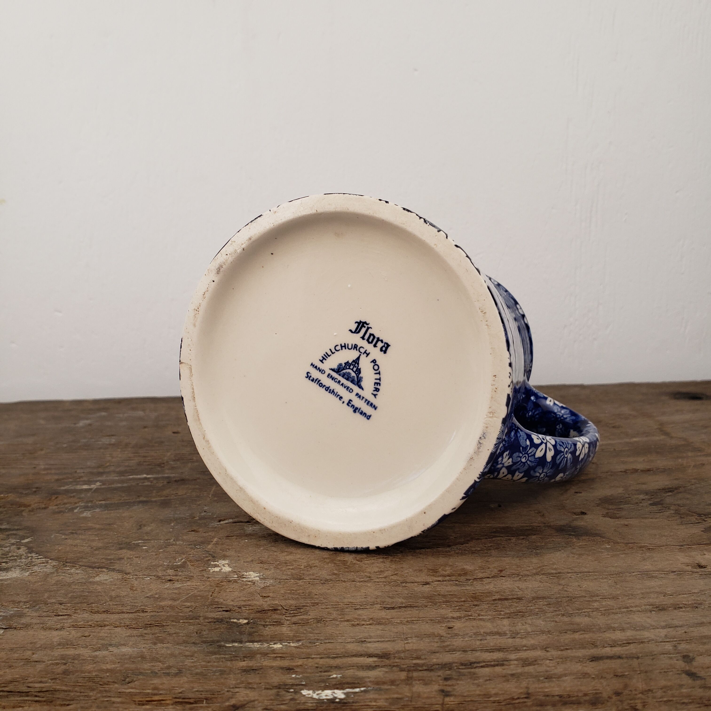 Blue pitcher - Hillchurch Pottery "Flora", England