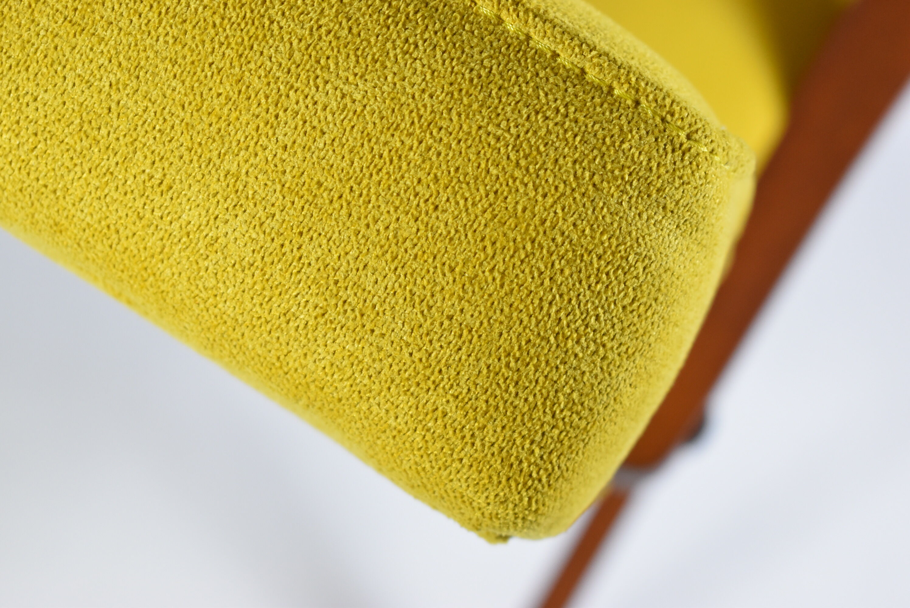 Original vintage - canary yellow - armchair "Compas", renovated, 1960s