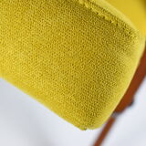 Original vintage - canary yellow - armchair "Compas", renovated, 1960s