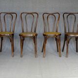 4 Thonet Mundus N°A 48 caned bistro chairs 1930
