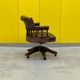 Vintage Chesterfield Revolving Captain's Chair with Brow Leather Upholstery