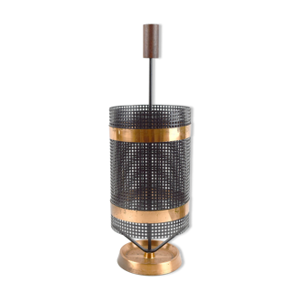 1960s umbrella stand metal, copper and teak