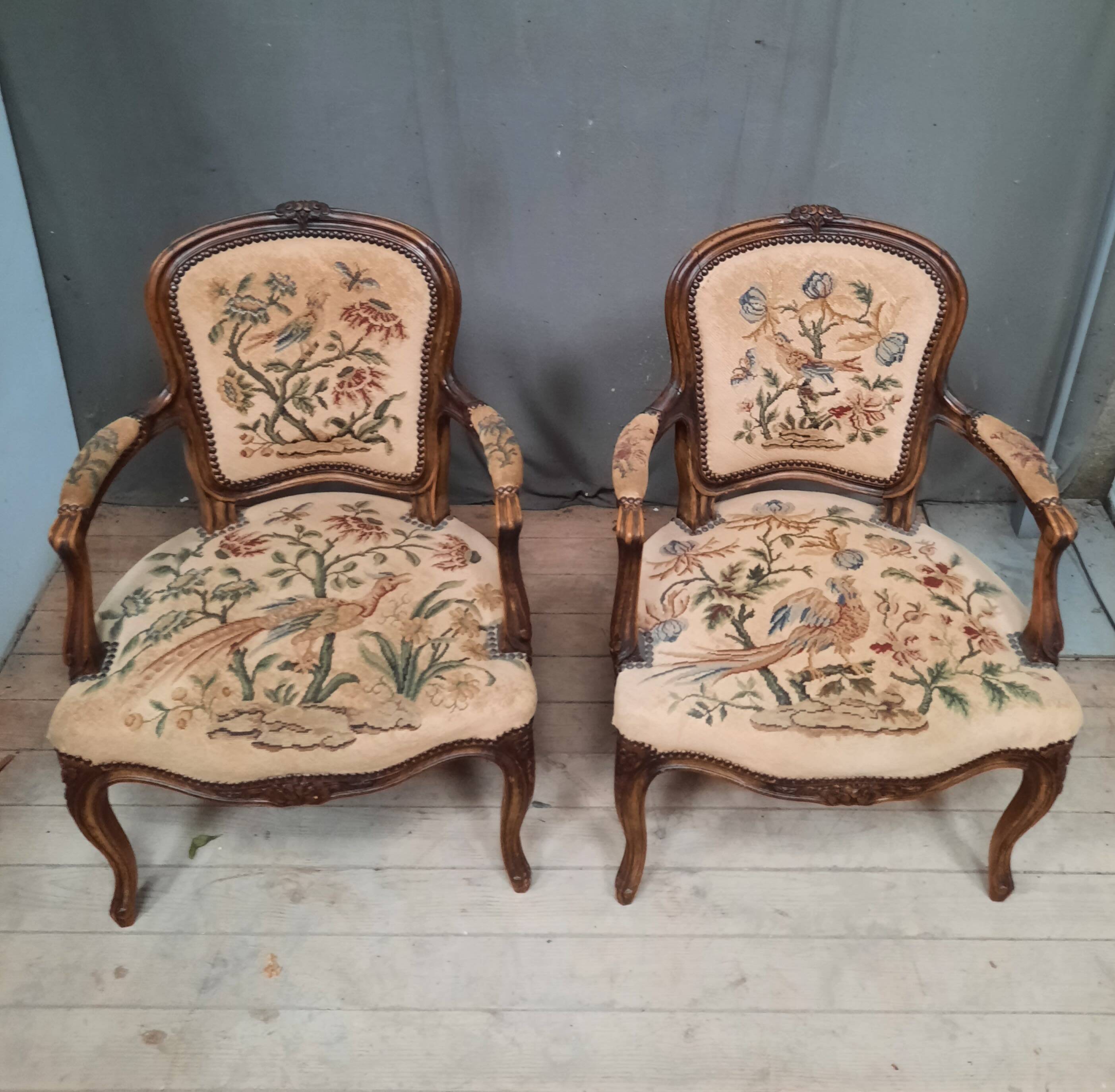 Pair of Louis XV style canriolet
