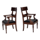 1920-30s, set of 2 armchairs, design after Georges Jacob, carved teak wood.
