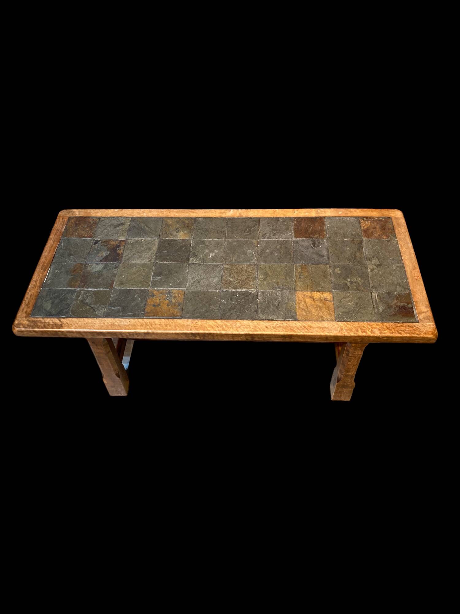 Wood and stone coffee table