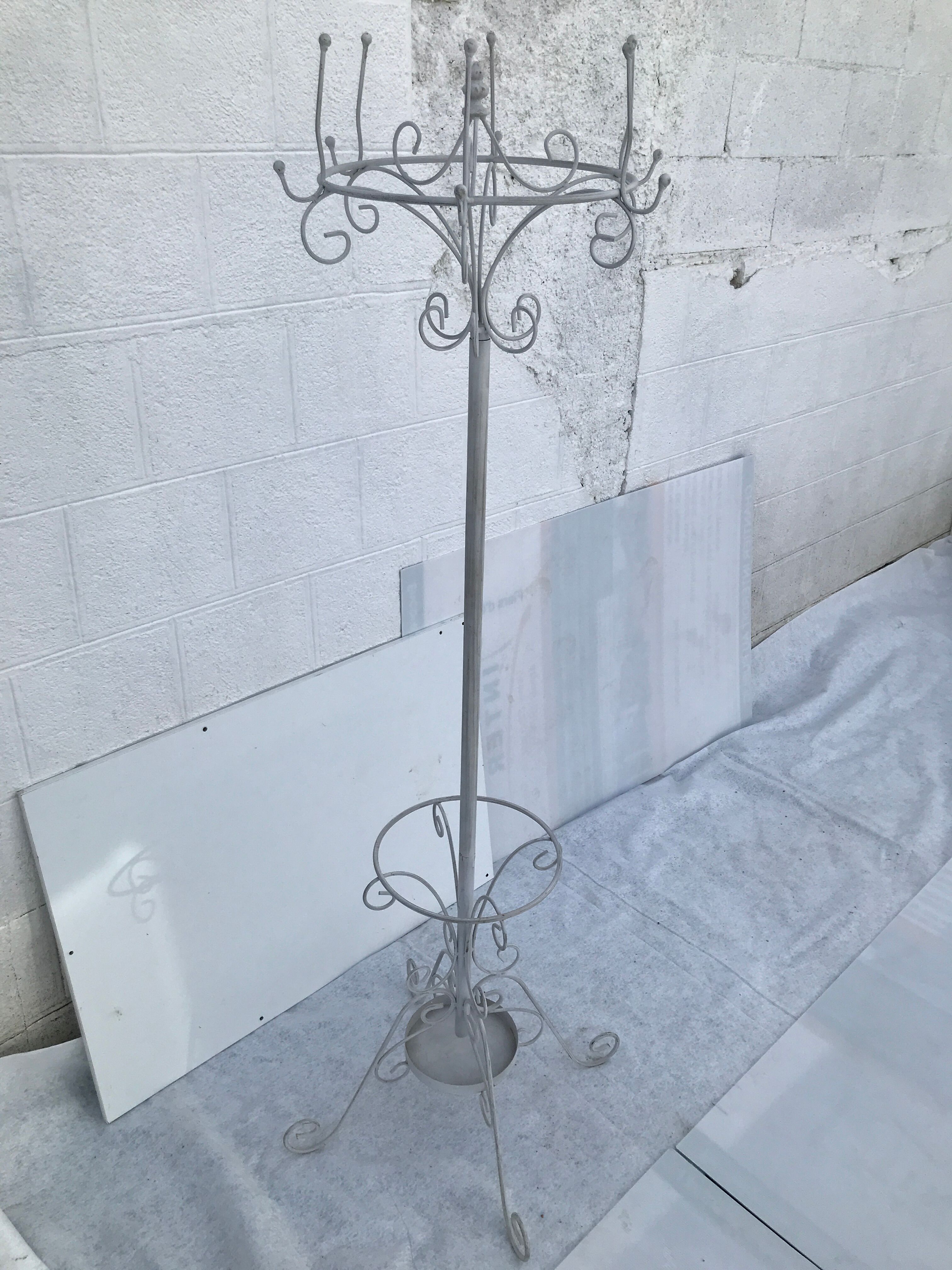 Vintage wrought iron parrot coat rack