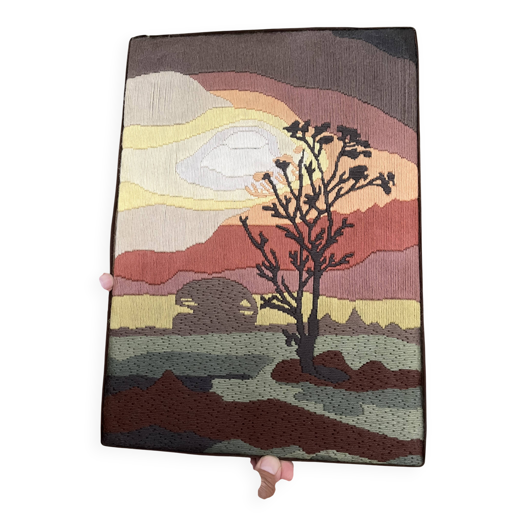 70's Tapestry Landscape Tree Silhouette