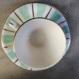 Digoin cup and saucer in green-striped Sarguemines