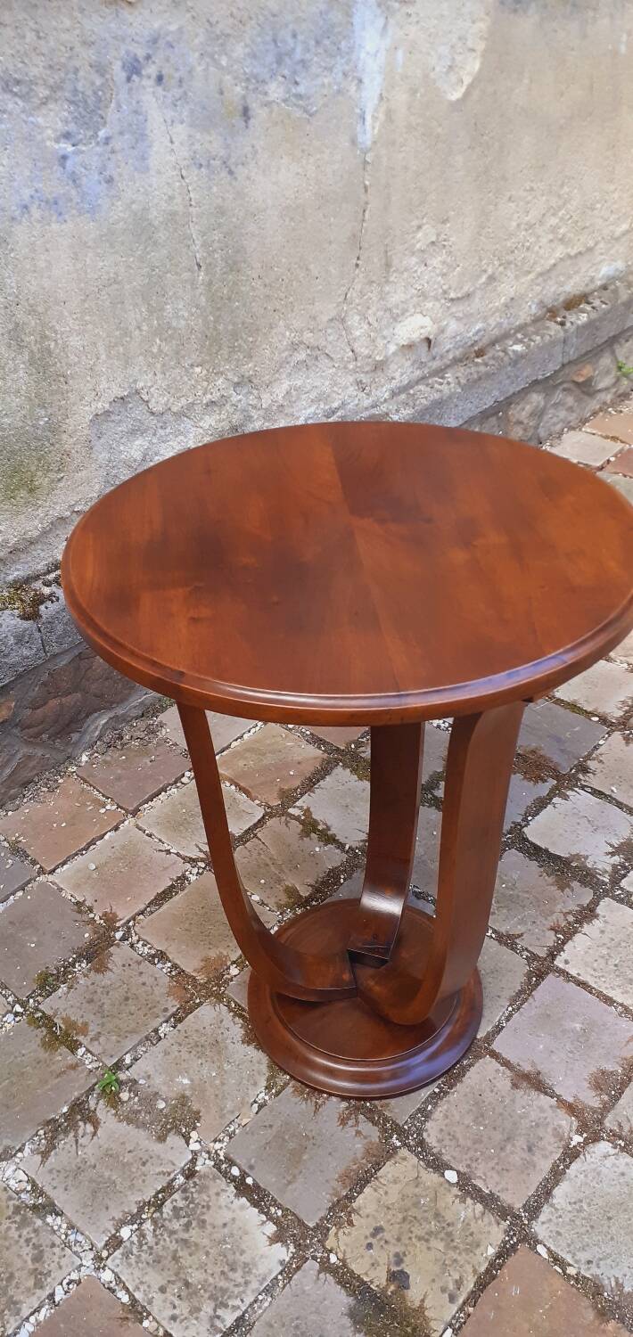 1930 Art Deco pedestal table in solid walnut