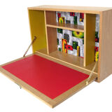 Wall secretary in vintage varnished oak 1950s