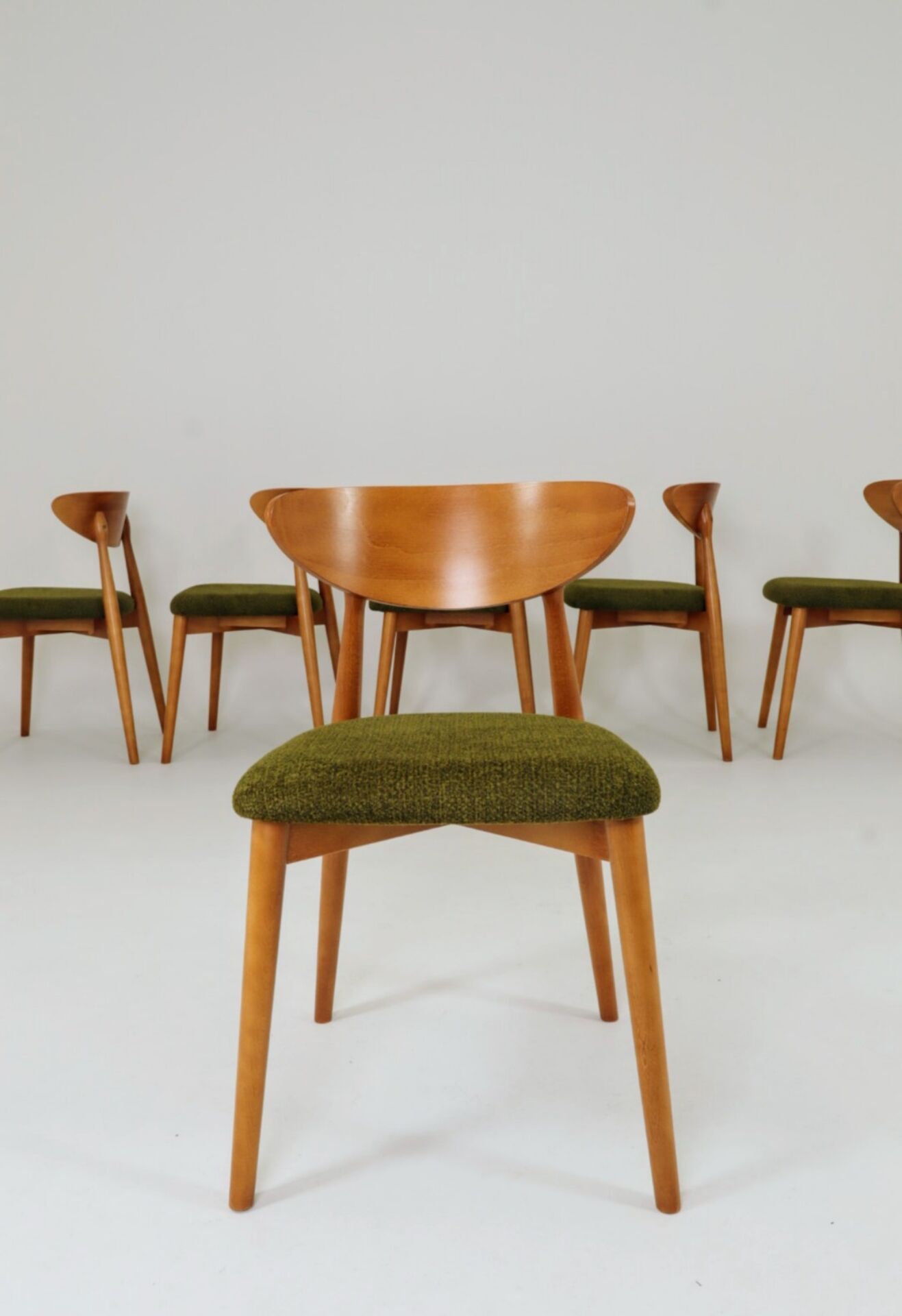 Wild green dining chairs light wood