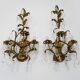 Large (70 cm - 27.55") pair of 3-arm foliage wall sconces