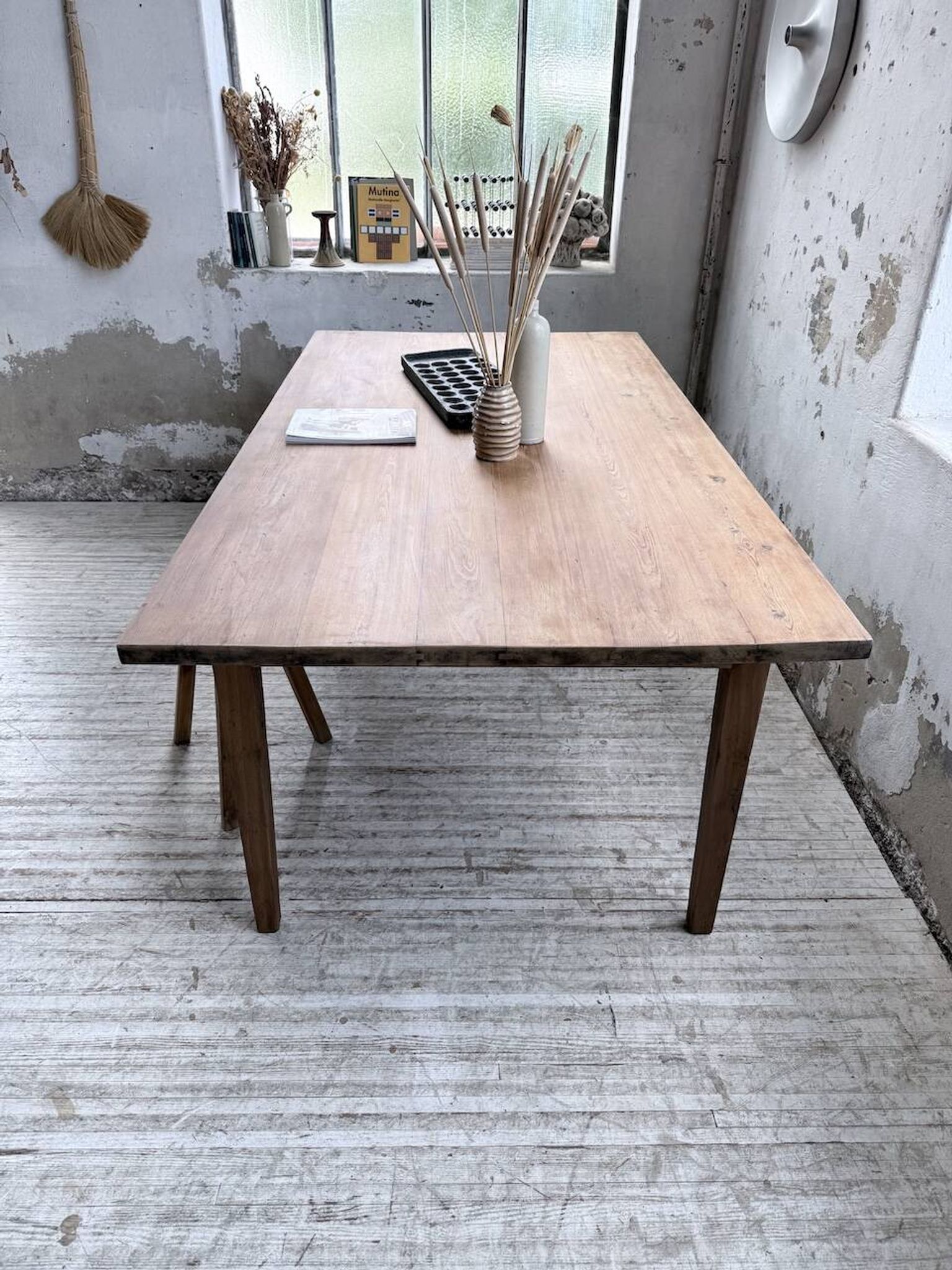 Farm table pitch pine 2 x 1 m from the 1950s