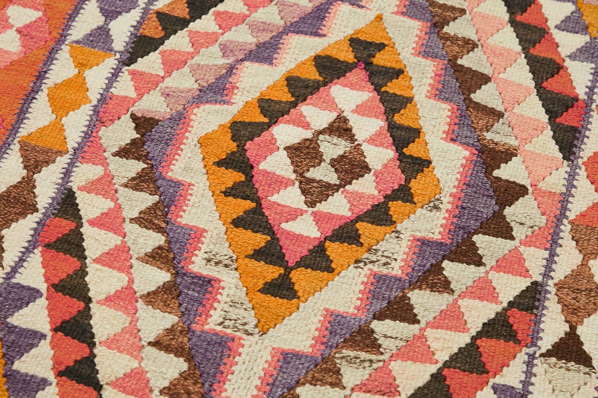 Turkish Handwoven Vintage Herki Kilim 92 cm x 292 cm