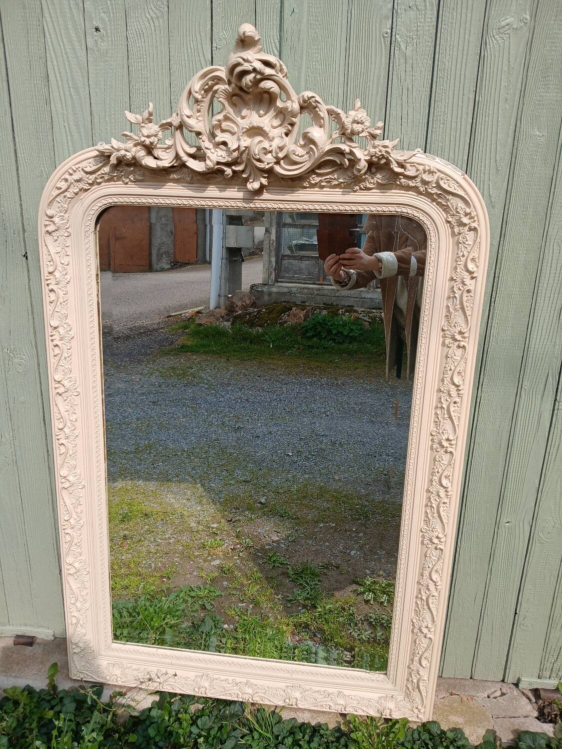 Antique carved wooden mirror