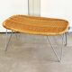 Large vintage rattan / wicker James Irvine ottoman / foot stool / foot rest / bench