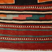 2x13 Green & Red Stair Kilim Runner Rug, 72x387Cm