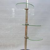 Art Deco chrome brass display 3 glass shelves