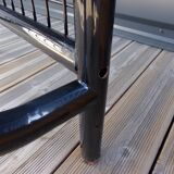 Duo of black armchairs "grilling" metal