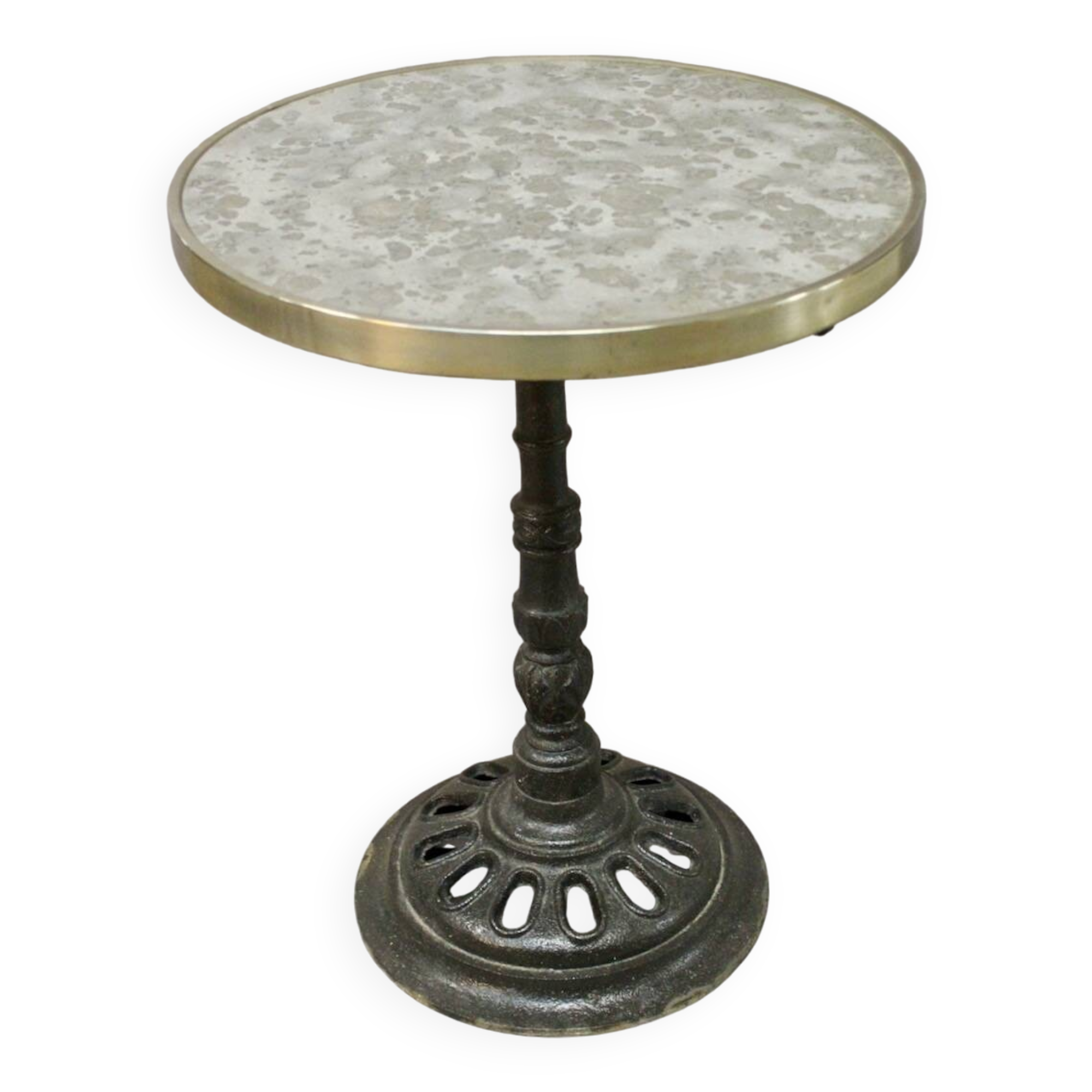 Bistro table with marble top and brass rim