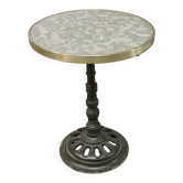 Bistro table with marble top and brass rim