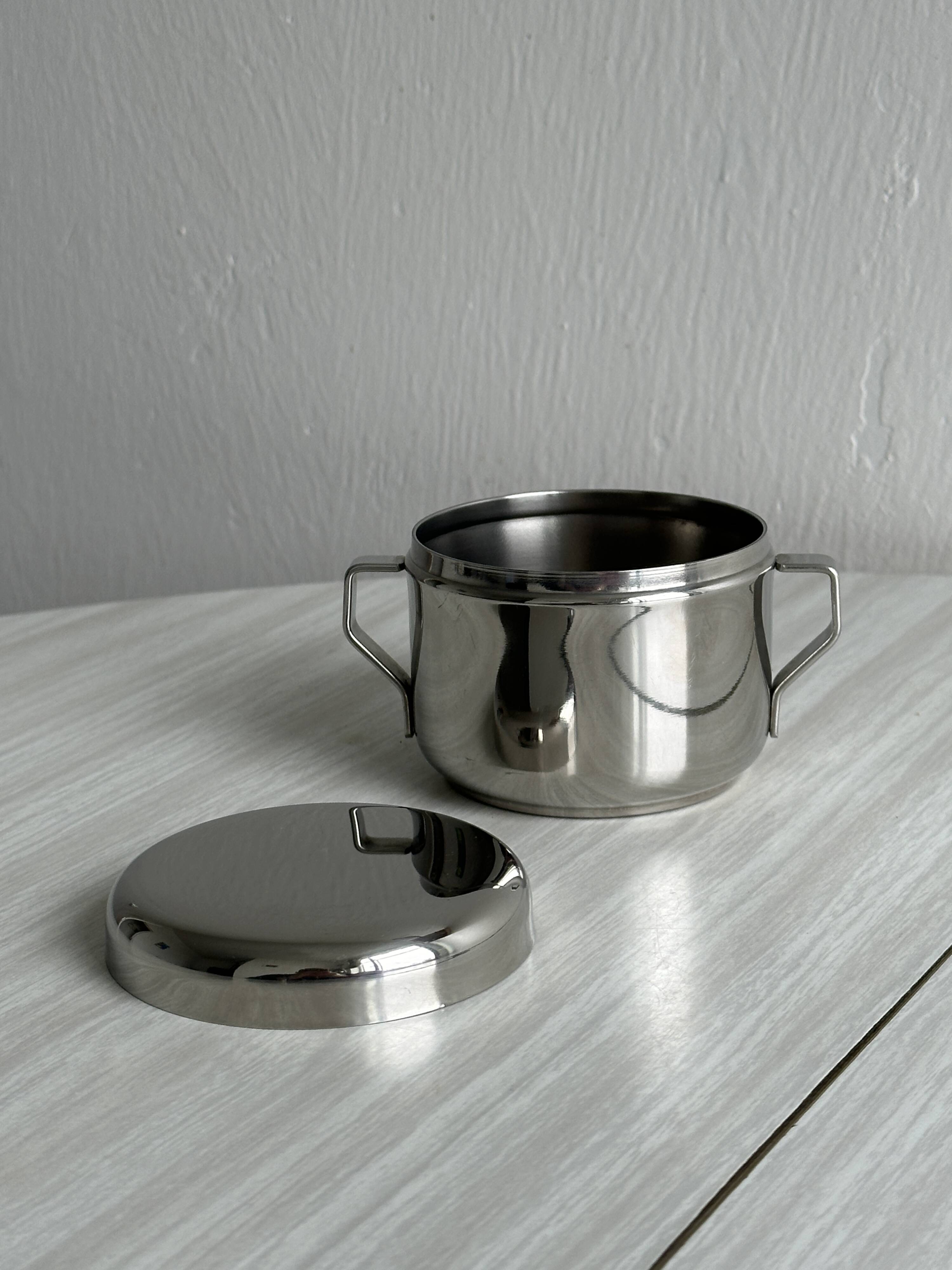 Small stainless steel sugar bowl