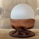 Rare Nova Tecno table lamp in leather and frosted glass, Italy, 1970s