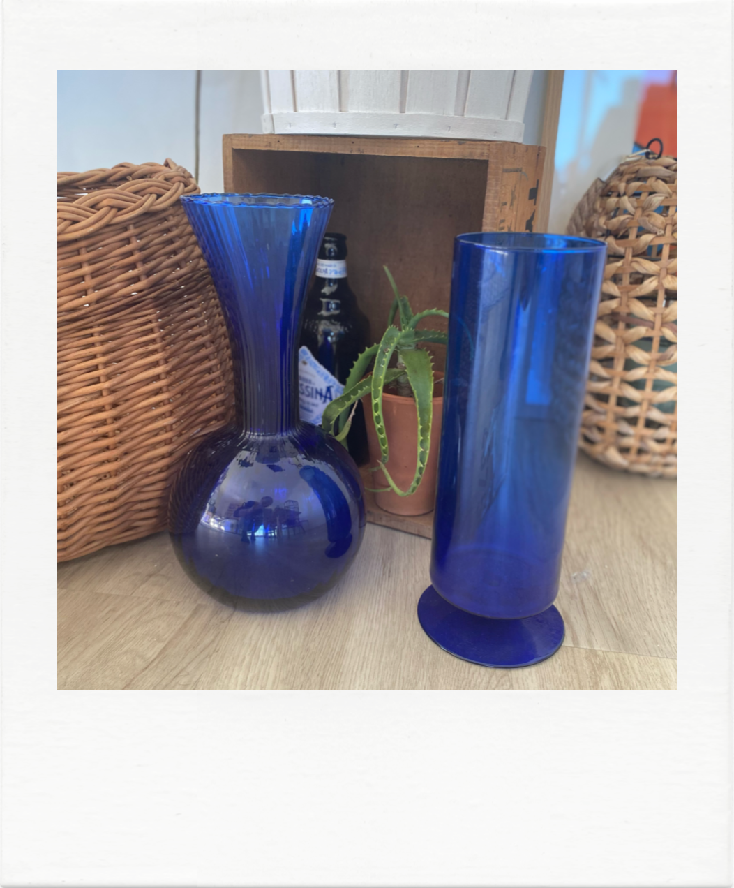 Duo of blue vases overseas