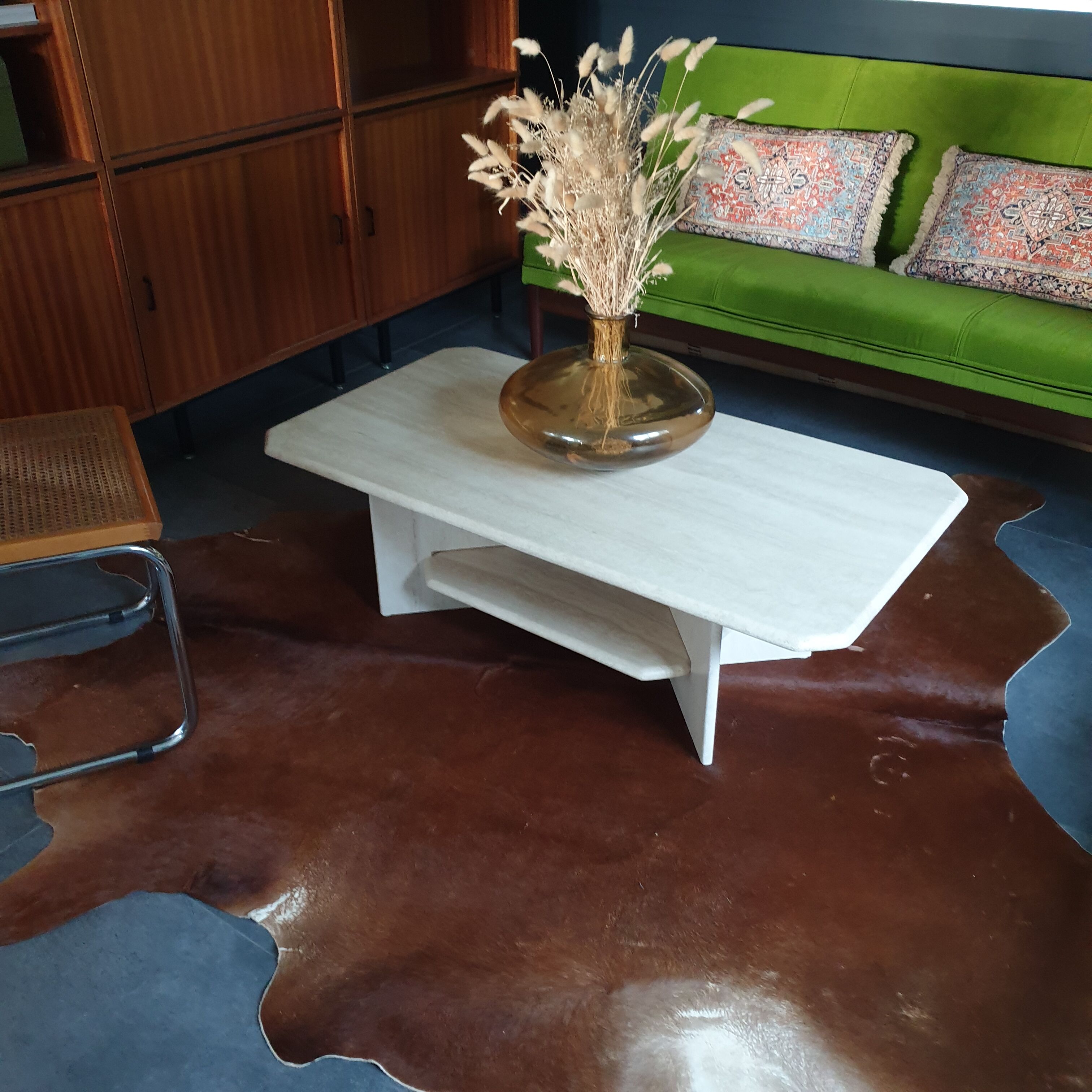 Vintage marble travertine table roset line