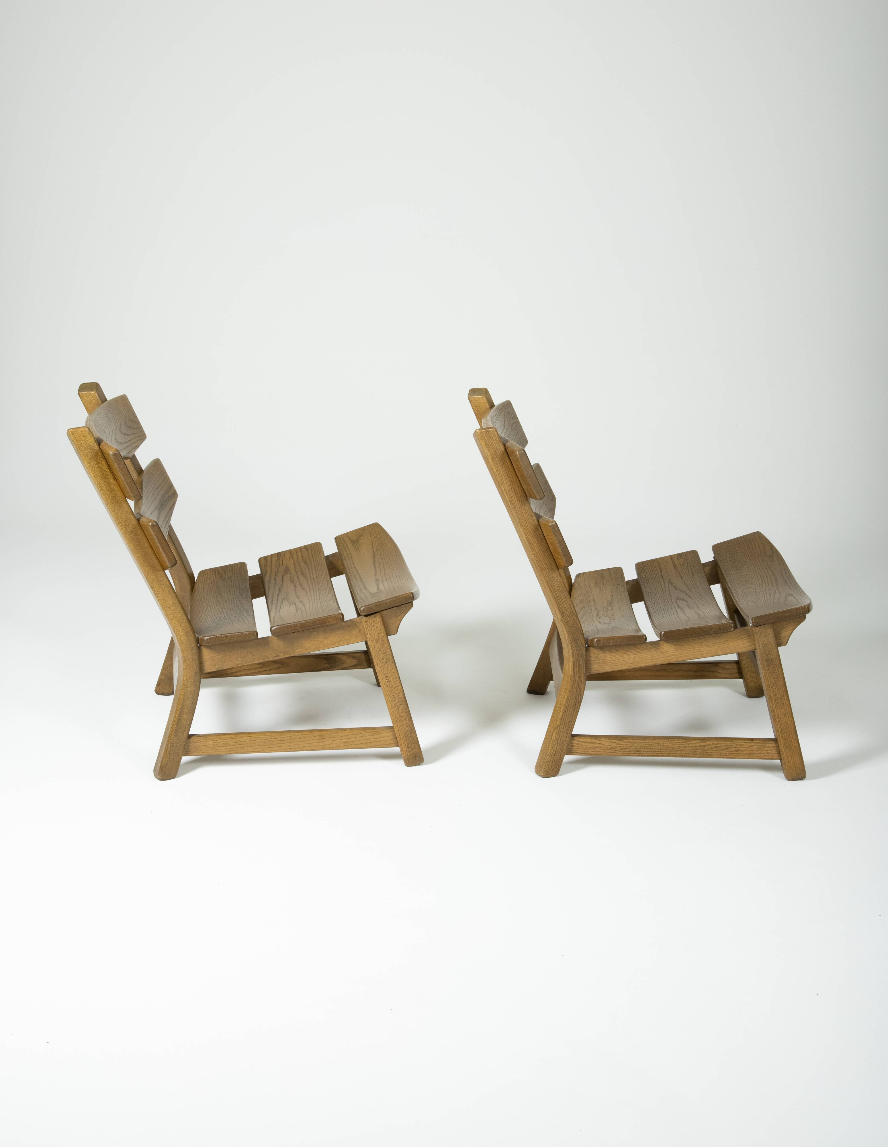 Pair of brutalist oak chairs by Dittmann & Co for Awa Radbound, 1960s