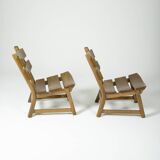 Pair of brutalist oak chairs by Dittmann & Co for Awa Radbound, 1960s
