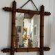 Small old turned wood mirror with bamboo effect