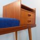 Bench Norwegian Phone Teak and blue fabric, Vintage Scandinavian 1970s