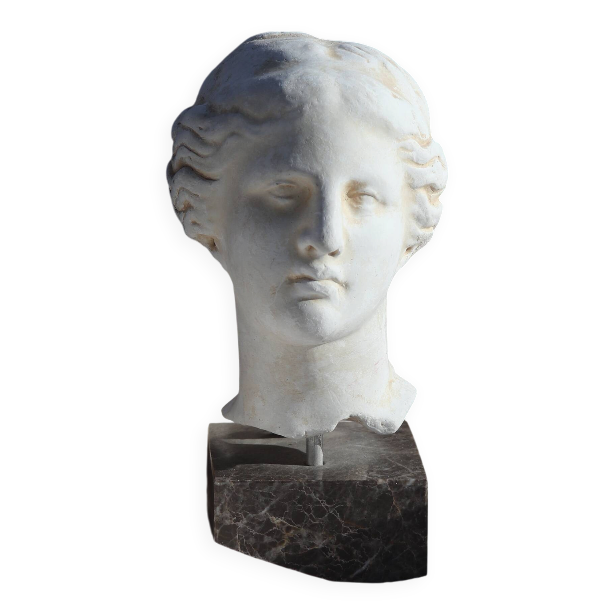 Plaster bust on a pedestal