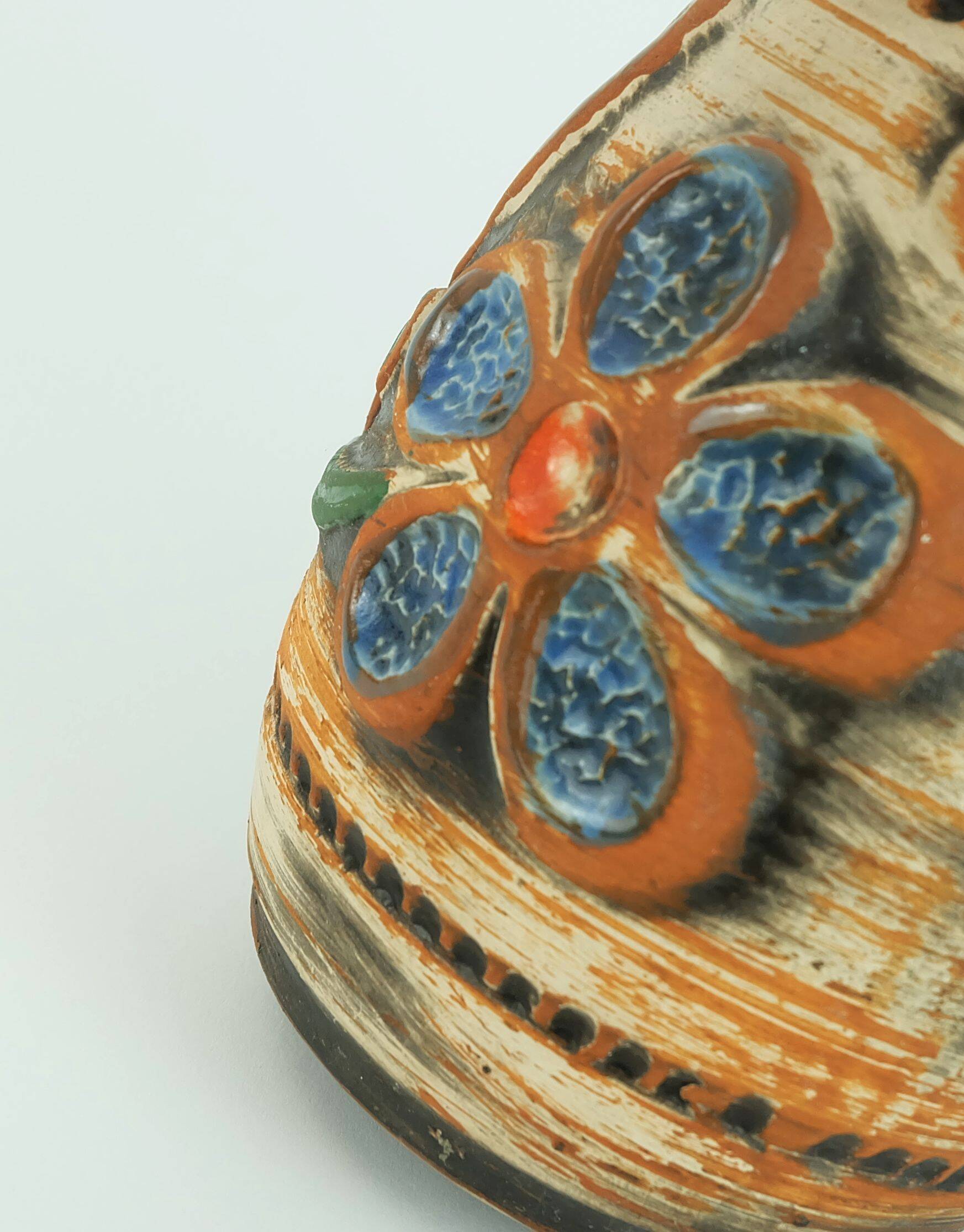 1960s bay ceramic vase multi-color relief flower decor model 94 17