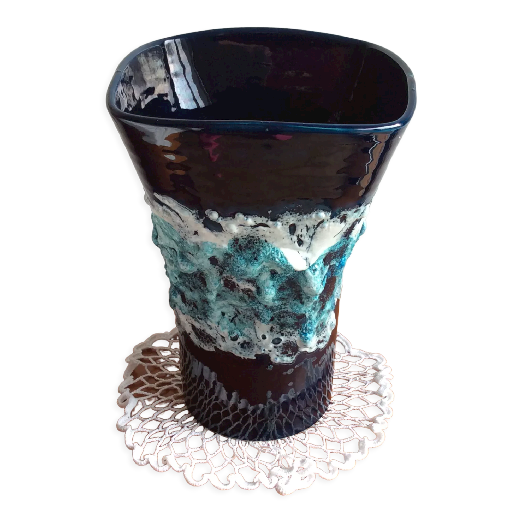 Vintage enameled ceramic vase